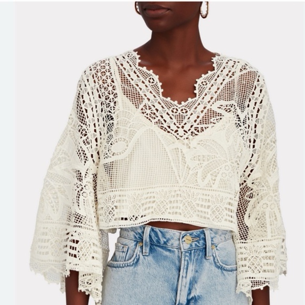 FARM Rio Ivory Crochet Blouse